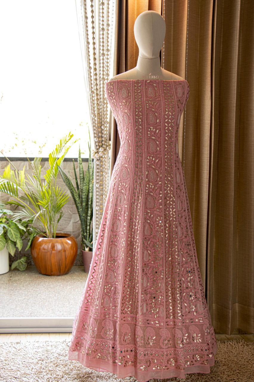 Anarkali inspired gorgette suit - Saffronfashionindia