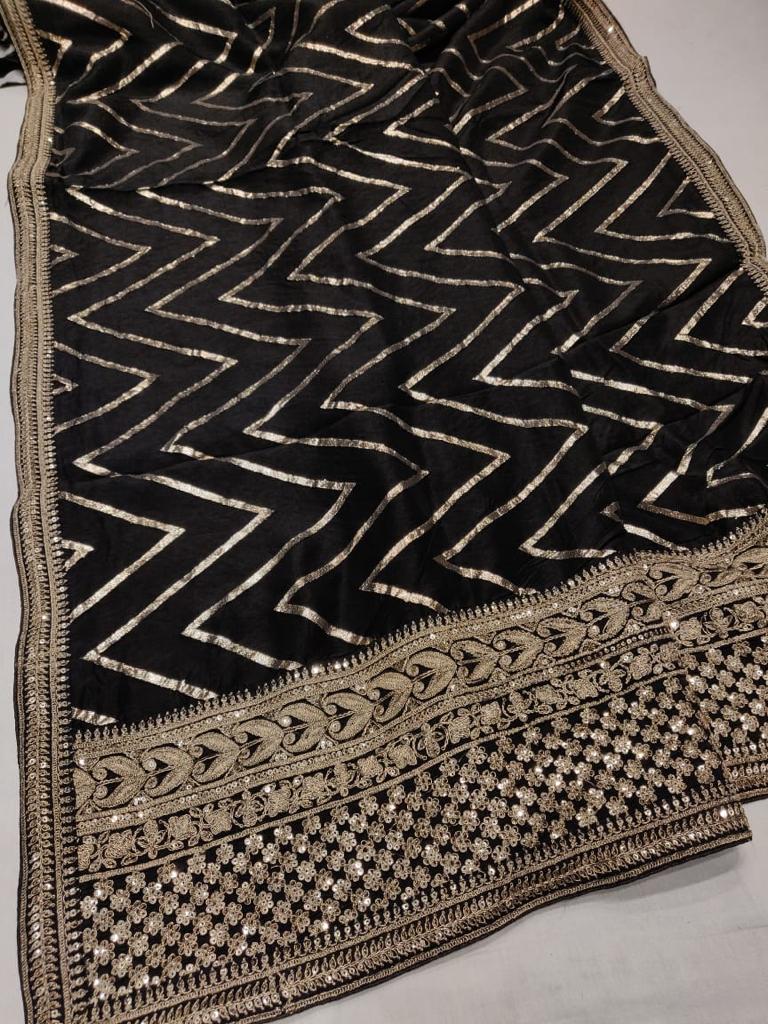 Striped inspired silk saree/casual sari - Saffronfashionindia