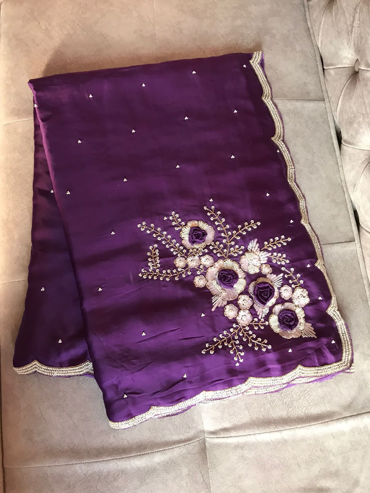 Anisha luxury satin saree - Saffronfashionindia
