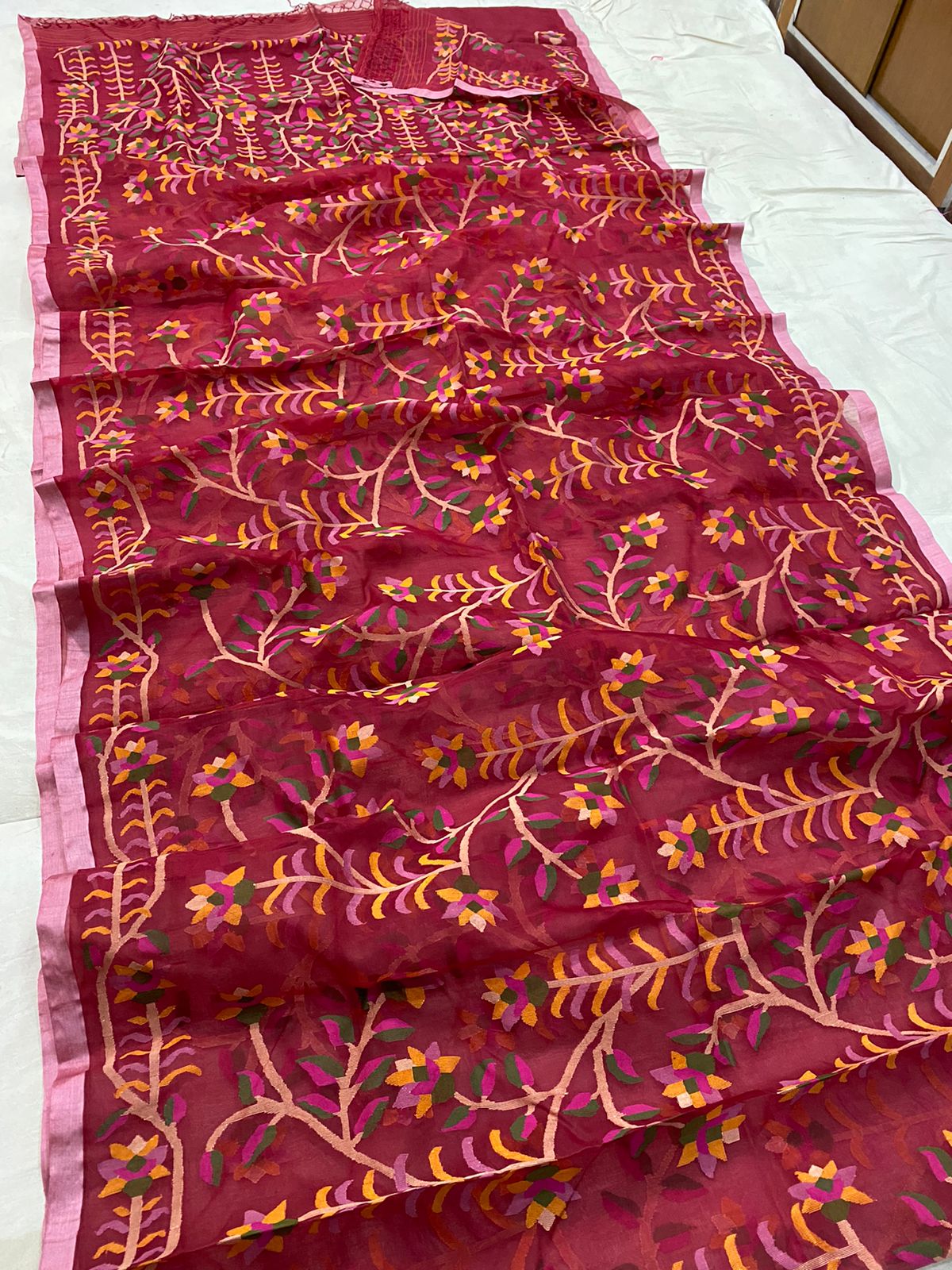 Ruksar muslin jamdani saree - Saffronfashionindia