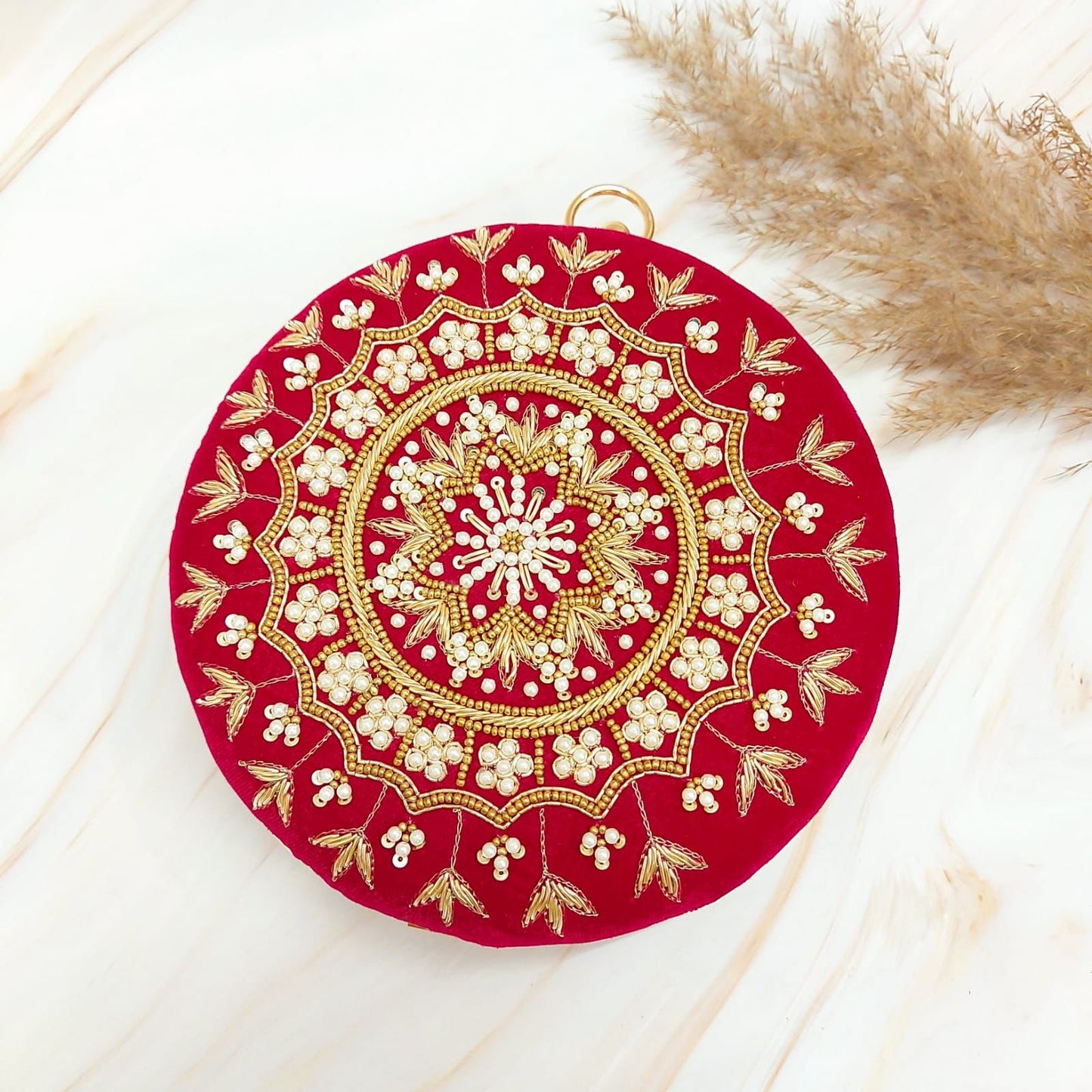 Alma round clutch - Saffronfashionindia