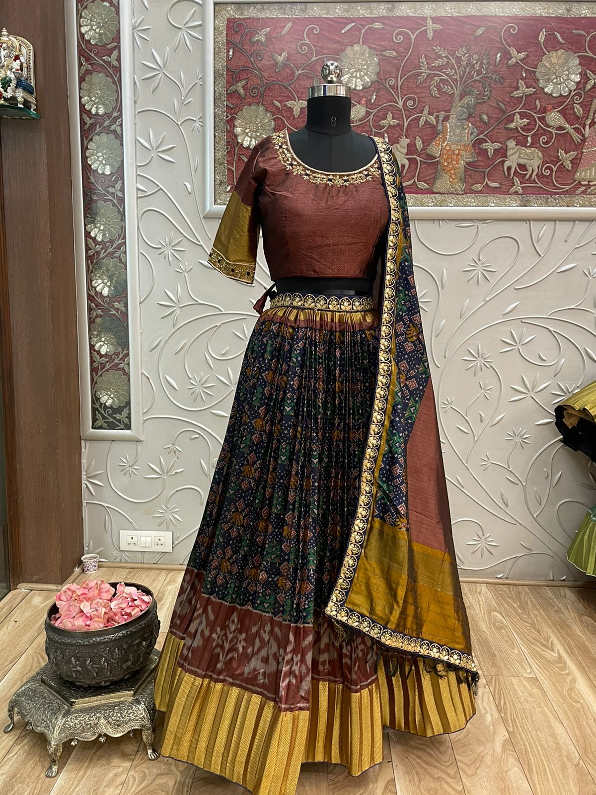 Silk designer inspired lehanga - Saffronfashionindia