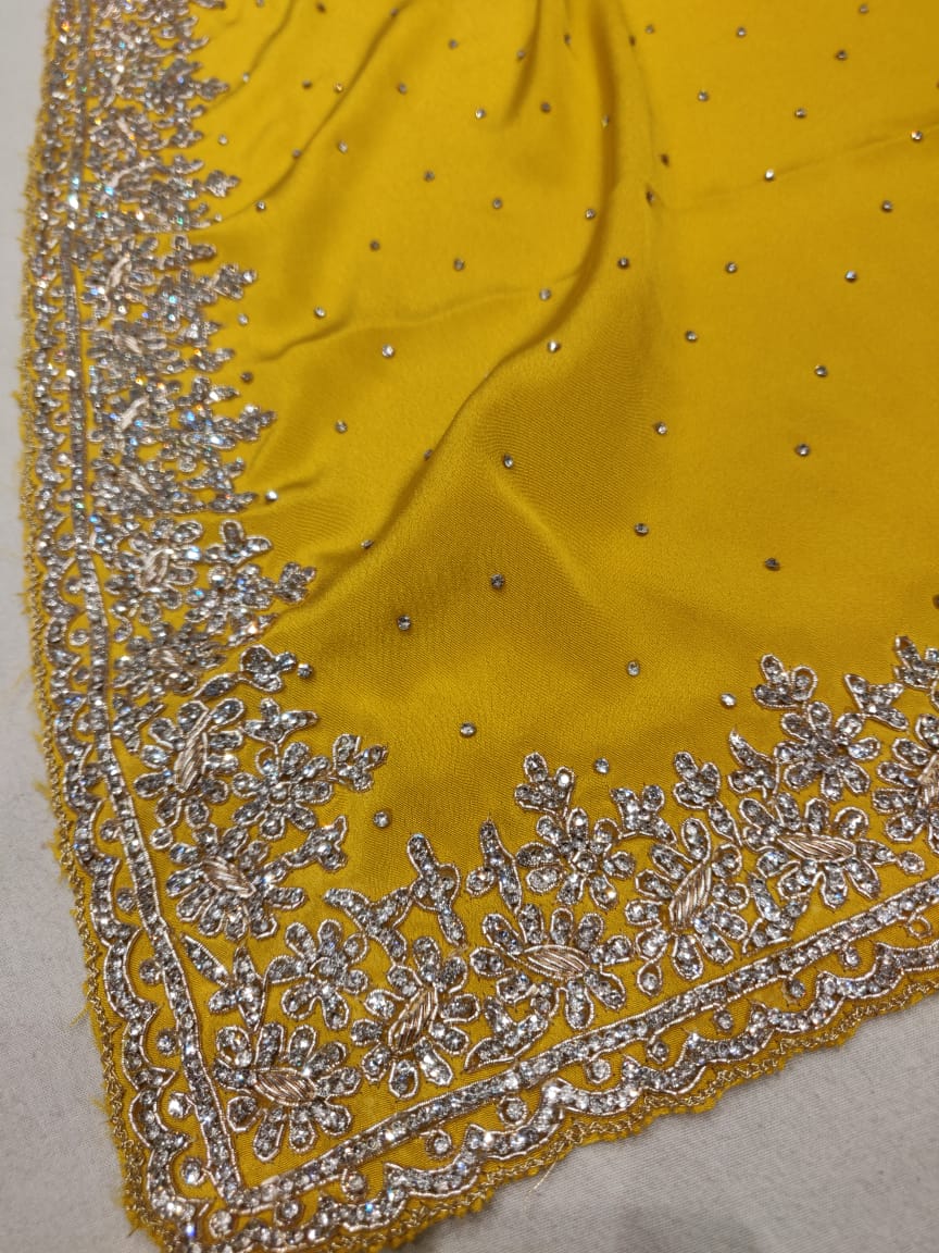 Crepe gorgette saree - Saffronfashionindia