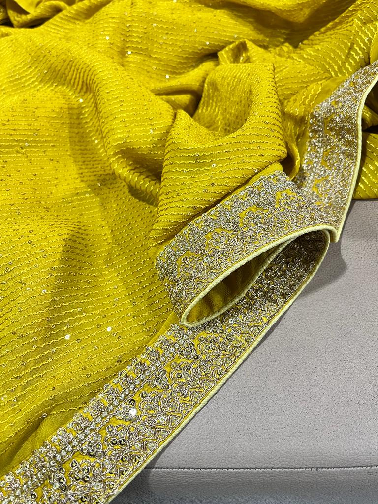 Gulzaar sequence gorgette saree - Saffronfashionindia