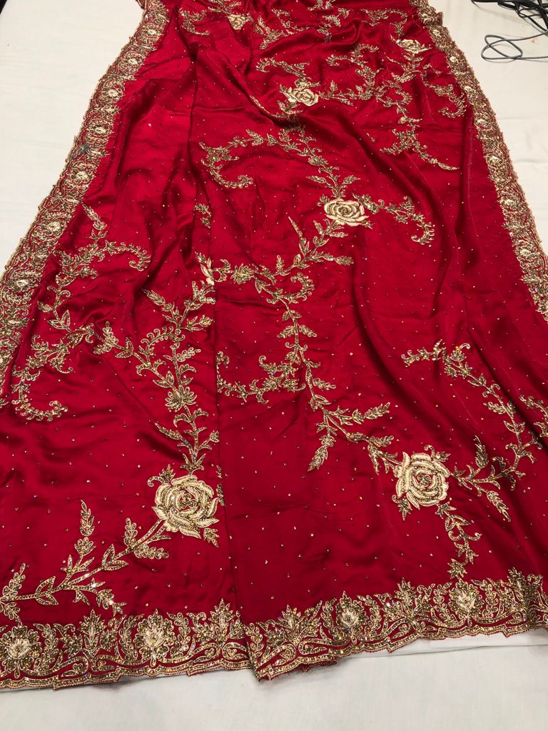 Mavita crepe zardosi saree - Saffronfashionindia