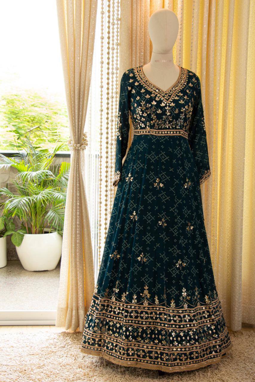 Meharbaan chinon gown set - Saffronfashionindia