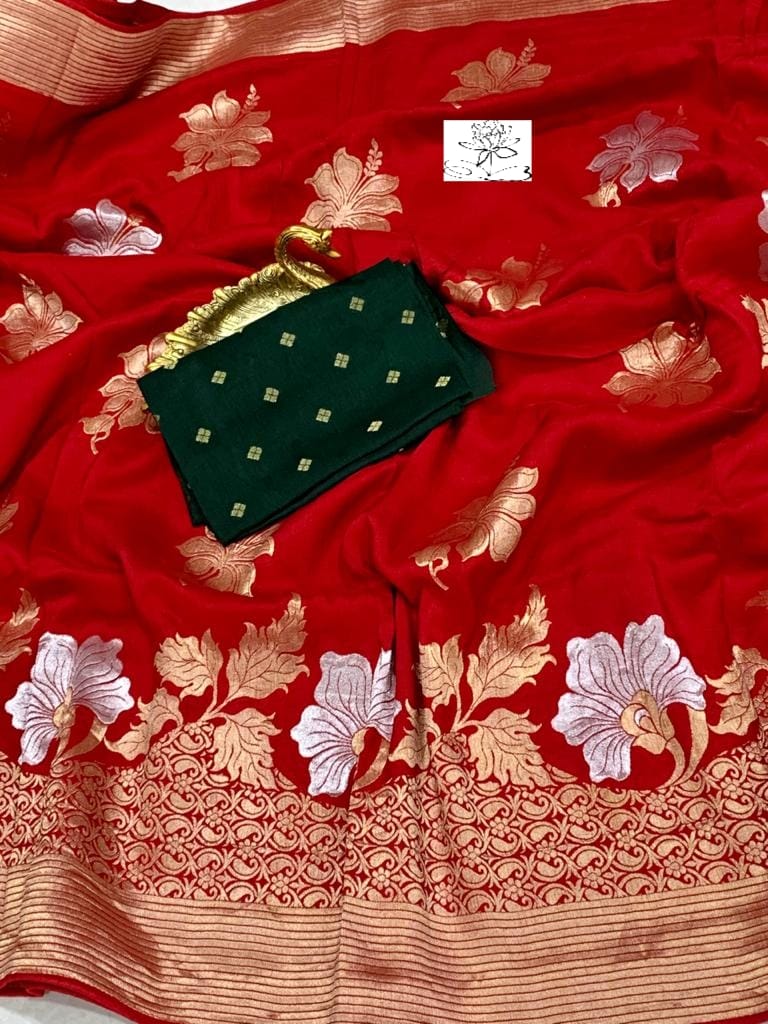 Gulshan moonga saree - Saffronfashionindia