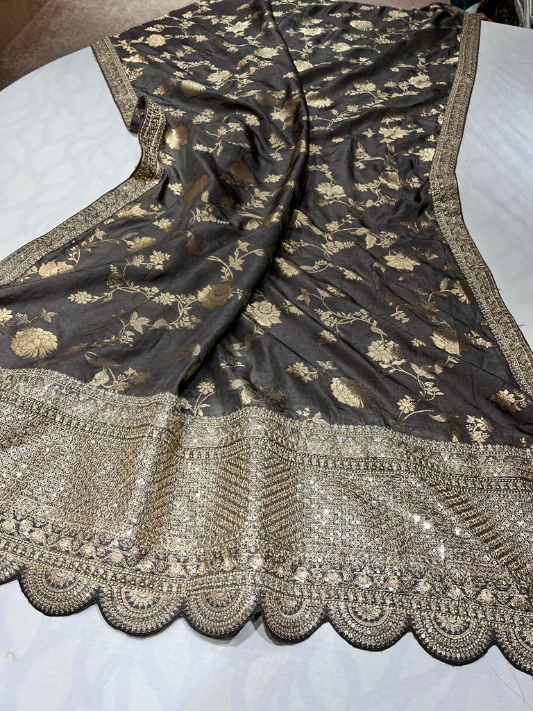 Silk sari zardosi saree - Saffronfashionindia