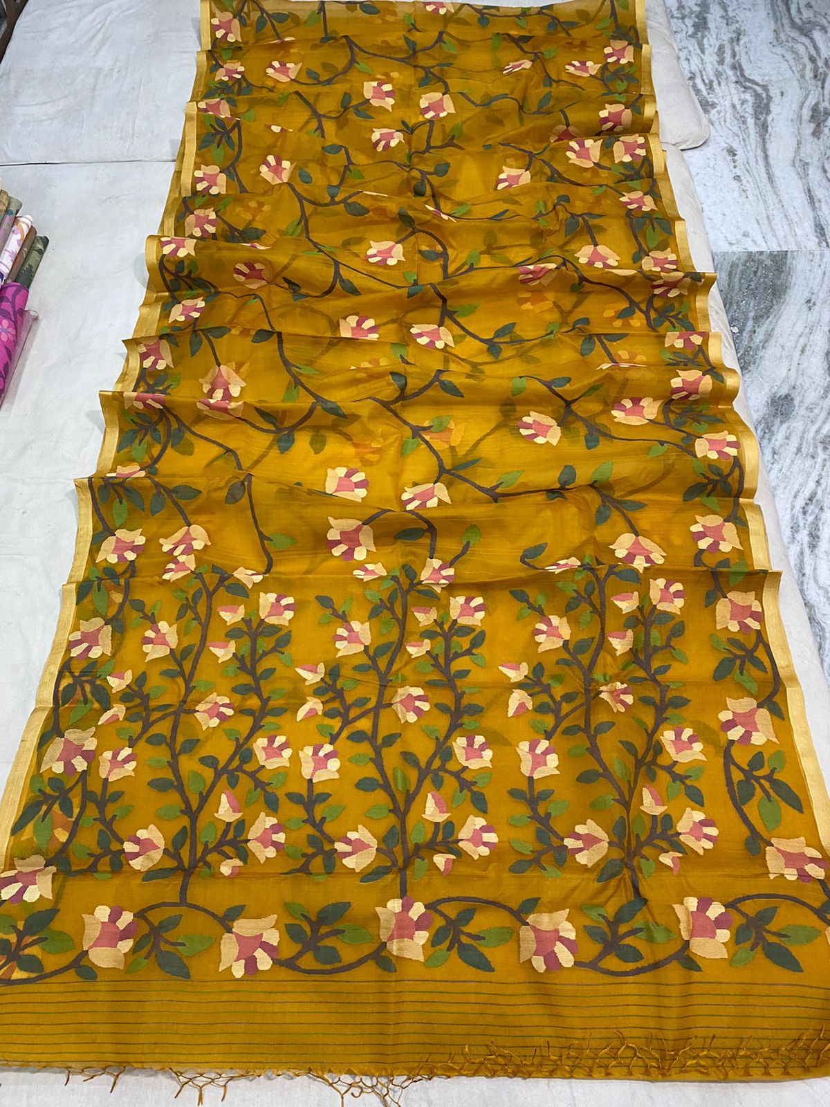 Boudi handwoven jamdani saree - Saffronfashionindia