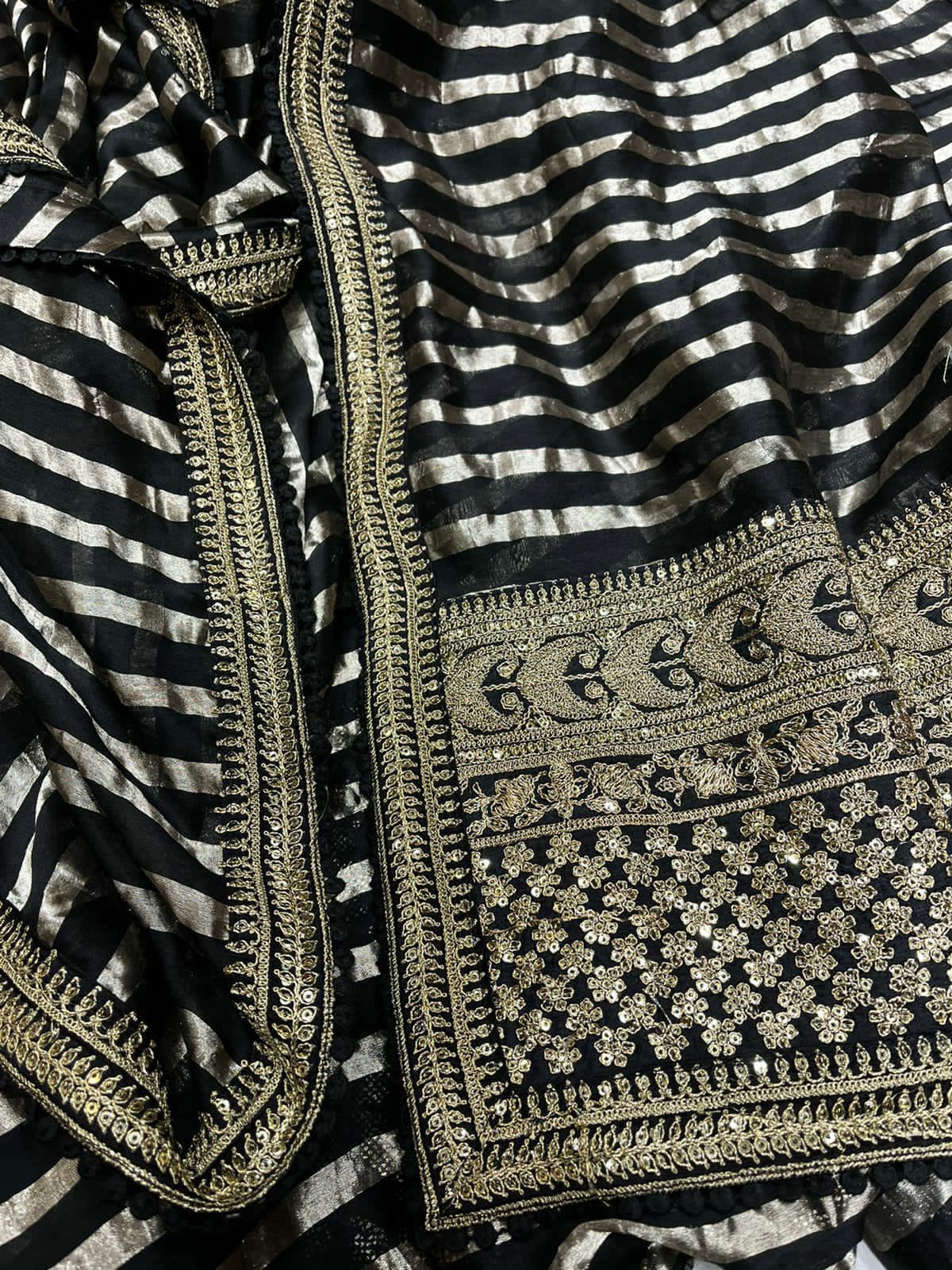 Striped zari inspired saree - Saffronfashionindia
