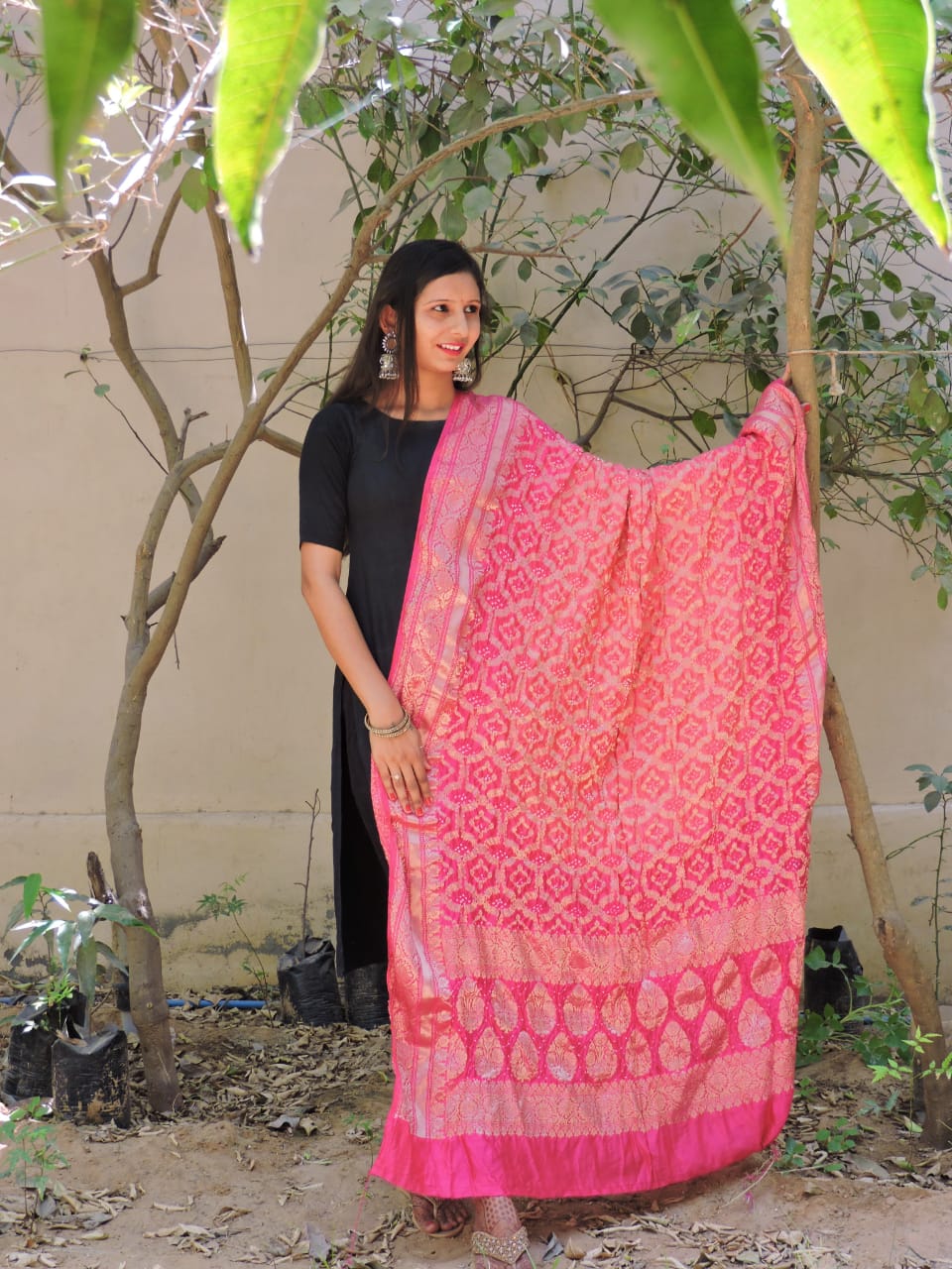 Rubia kanjivaram styled dupatta - Saffronfashionindia