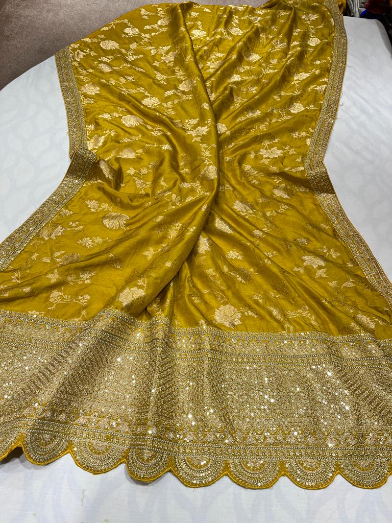 Silk sari zardosi saree - Saffronfashionindia