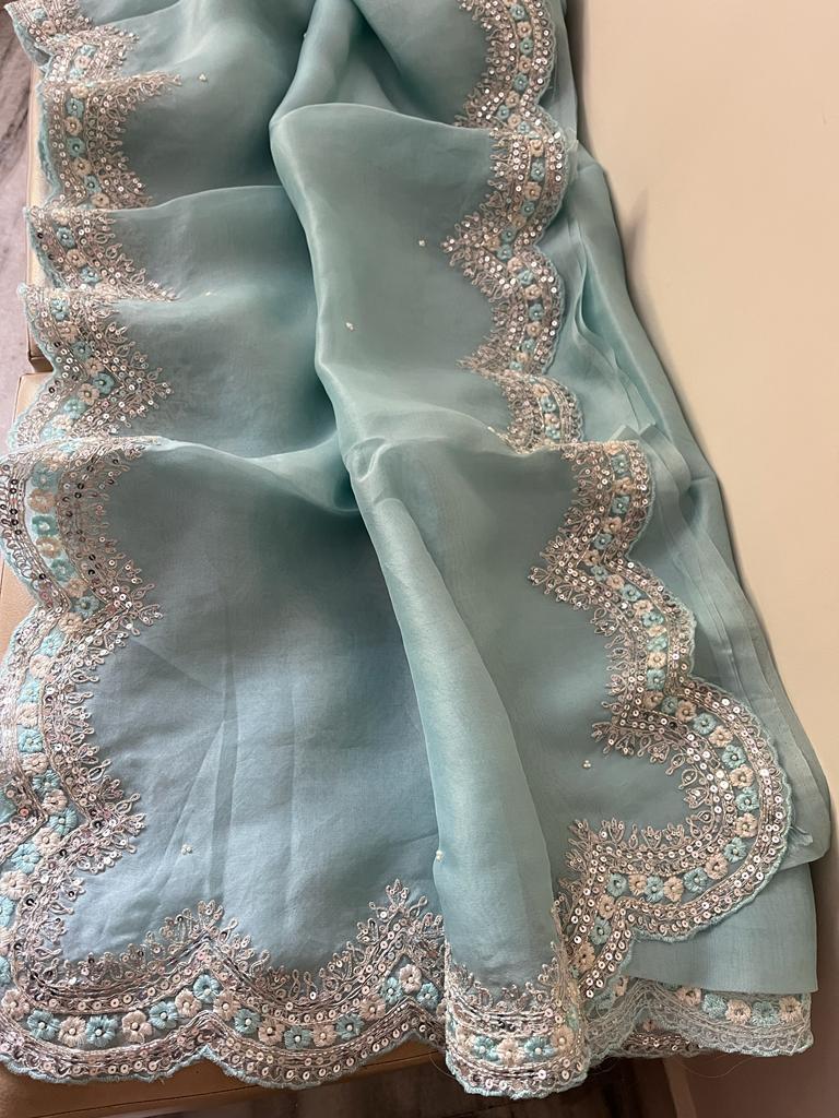 Lobish organza sequence saree - Saffronfashionindia