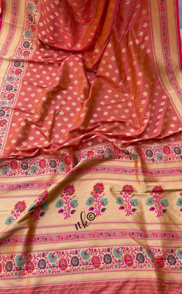 Reet Katan soft silk sari - Saffronfashionindia