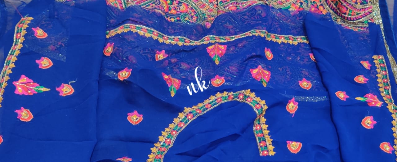 Kashmiri inspired gorgette saree - Saffronfashionindia