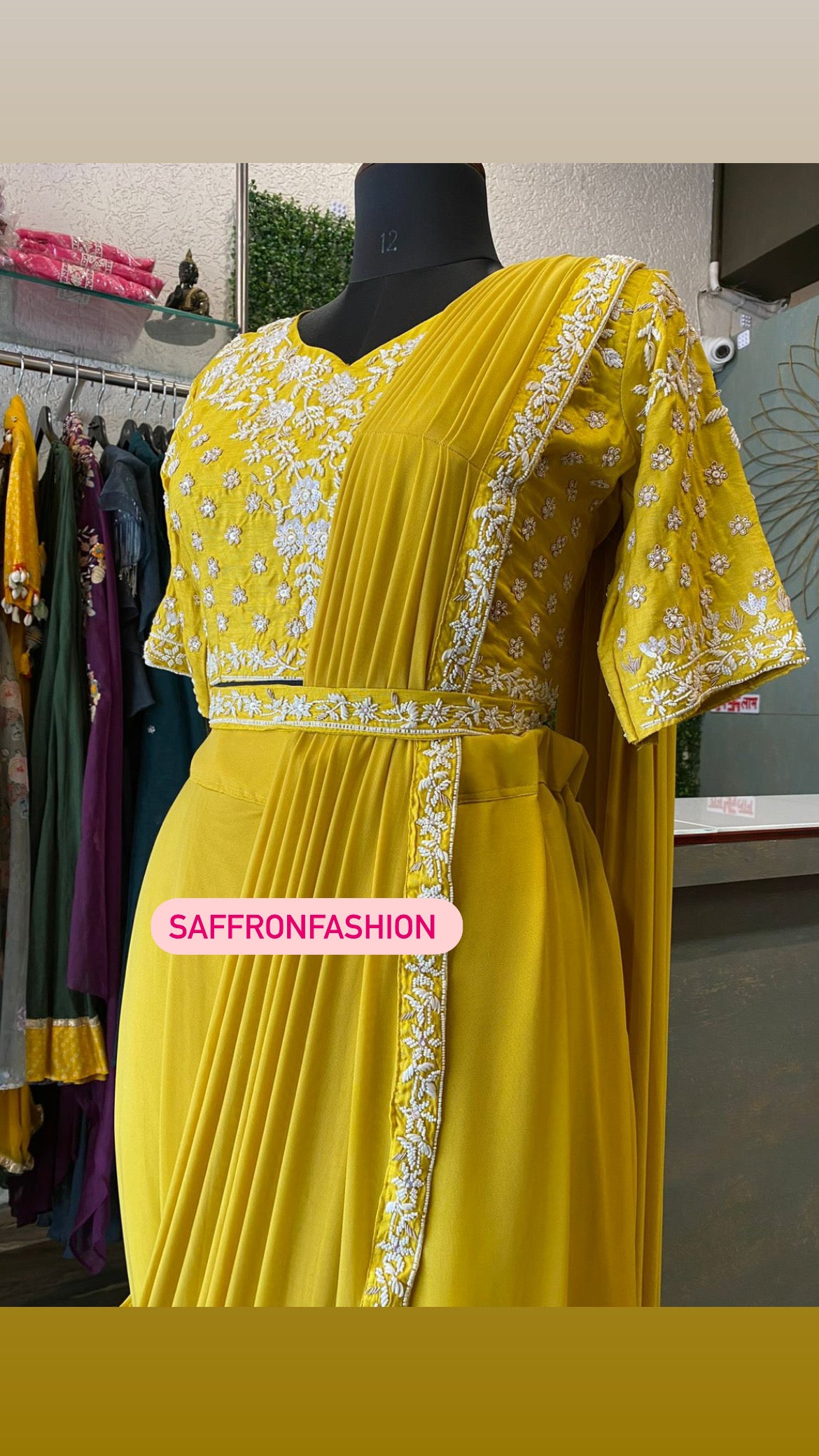 Yellow indowestern dress - Saffronfashionindia