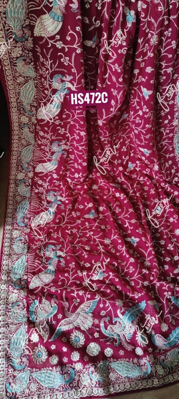 Parsi inspired embroidery saree/heritage saree - Saffronfashionindia