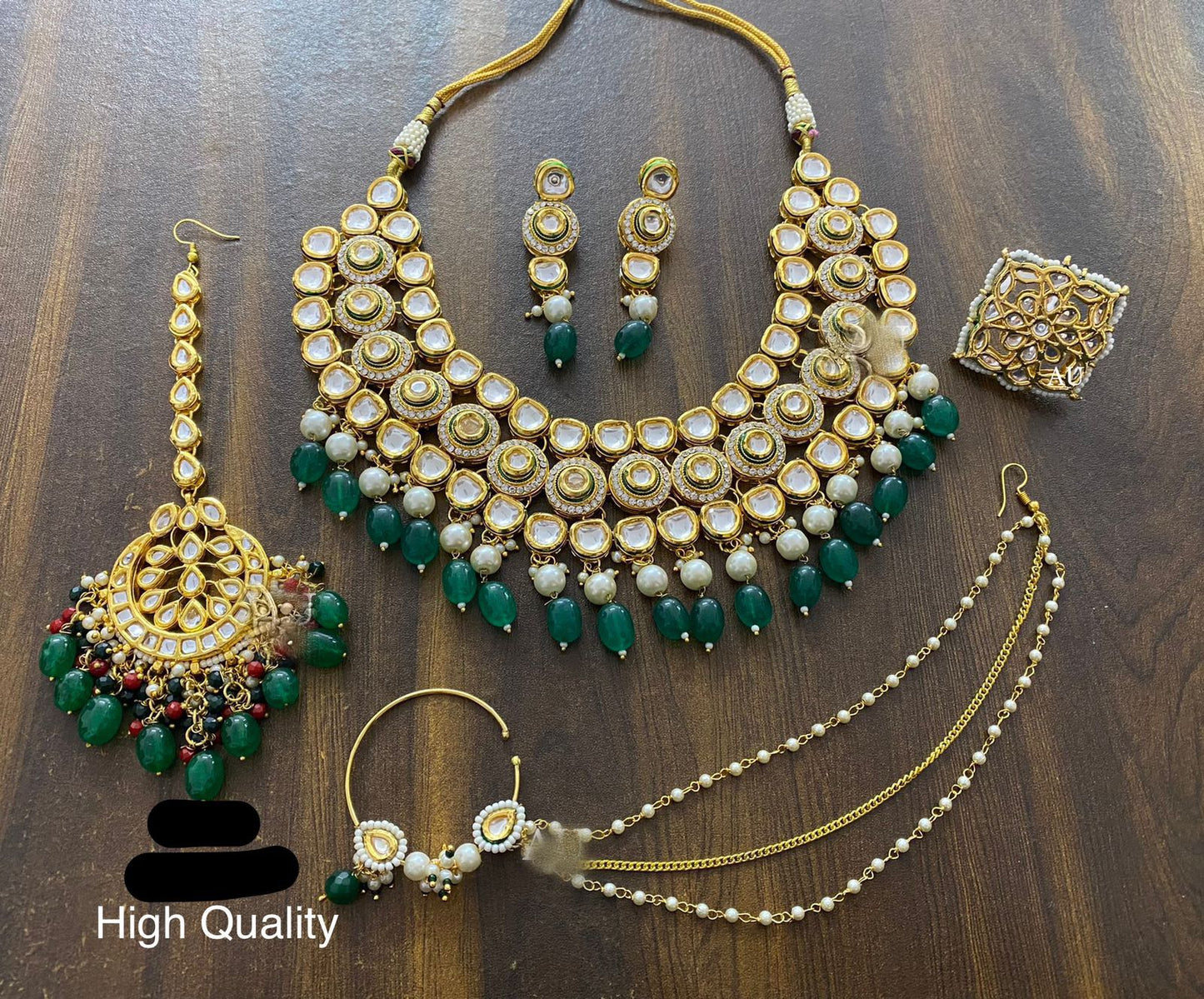 Emerald bridal antique set - Saffronfashionindia