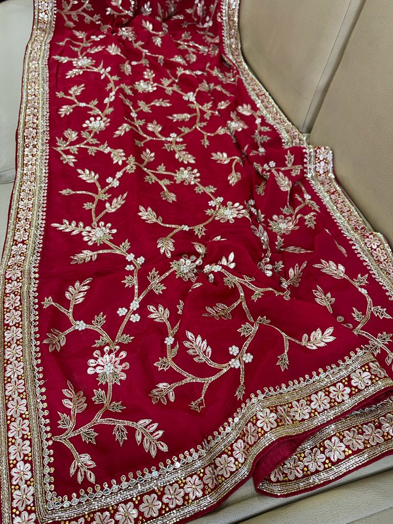 Red riding hood inspired saree - Saffronfashionindia