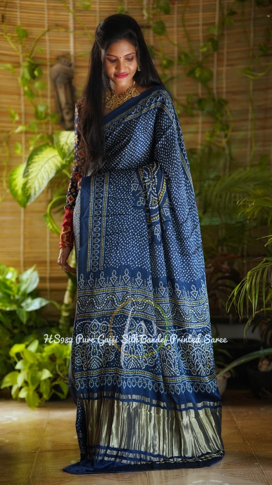 Midnite blue gajji silk saree - Saffronfashionindia