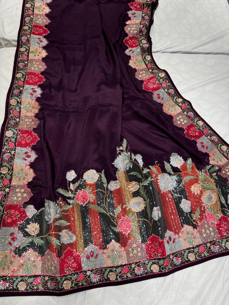 Ashvi crepe designer saree - Saffronfashionindia