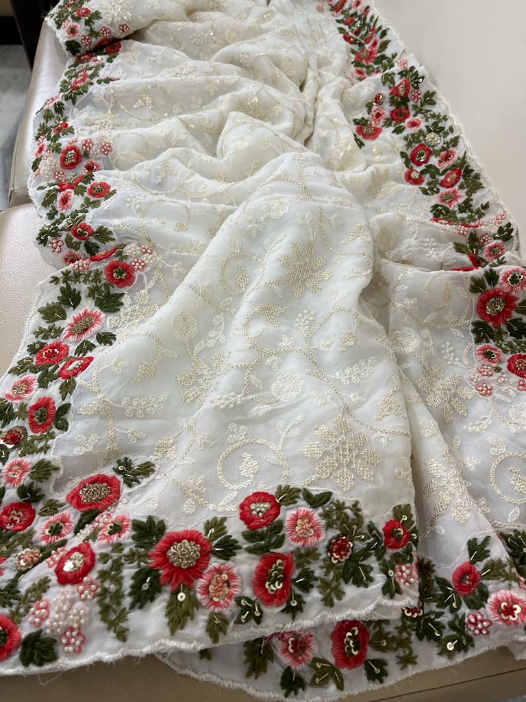 Naisha Embroidered saree - Saffronfashionindia