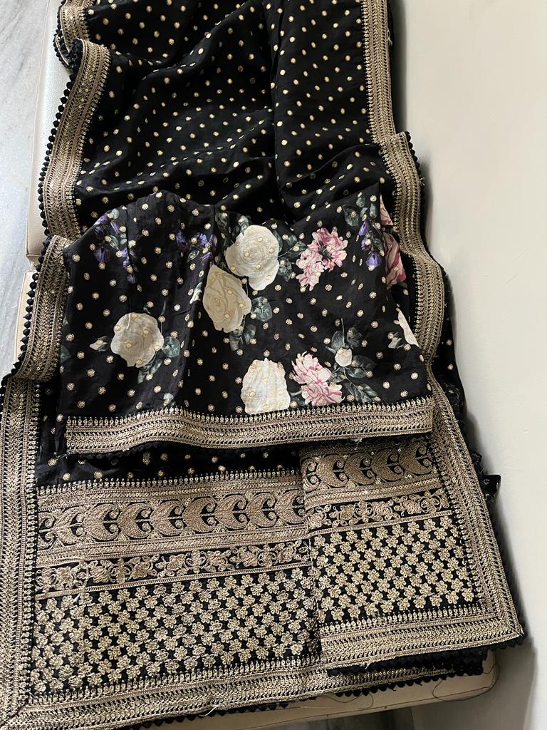 Roshni silk inspired printed saree - Saffronfashionindia