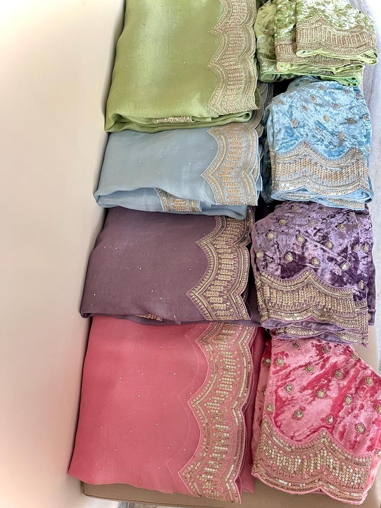 Zubeida organza embroidery saree - Saffronfashionindia