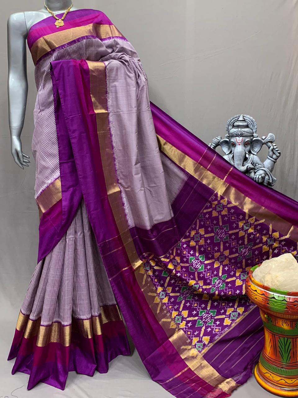 Ikkat Indian saree women sari blouse - Saffronfashionindia