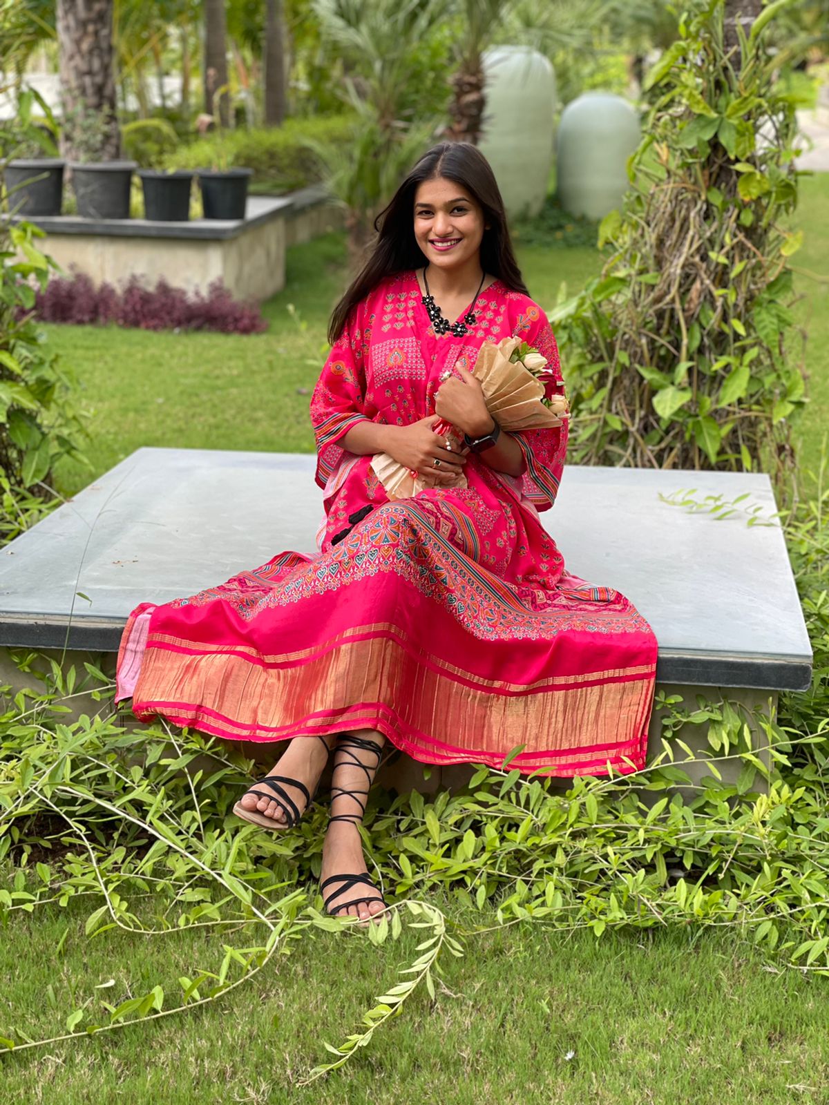Panika gajji silk kaftan - Saffronfashionindia