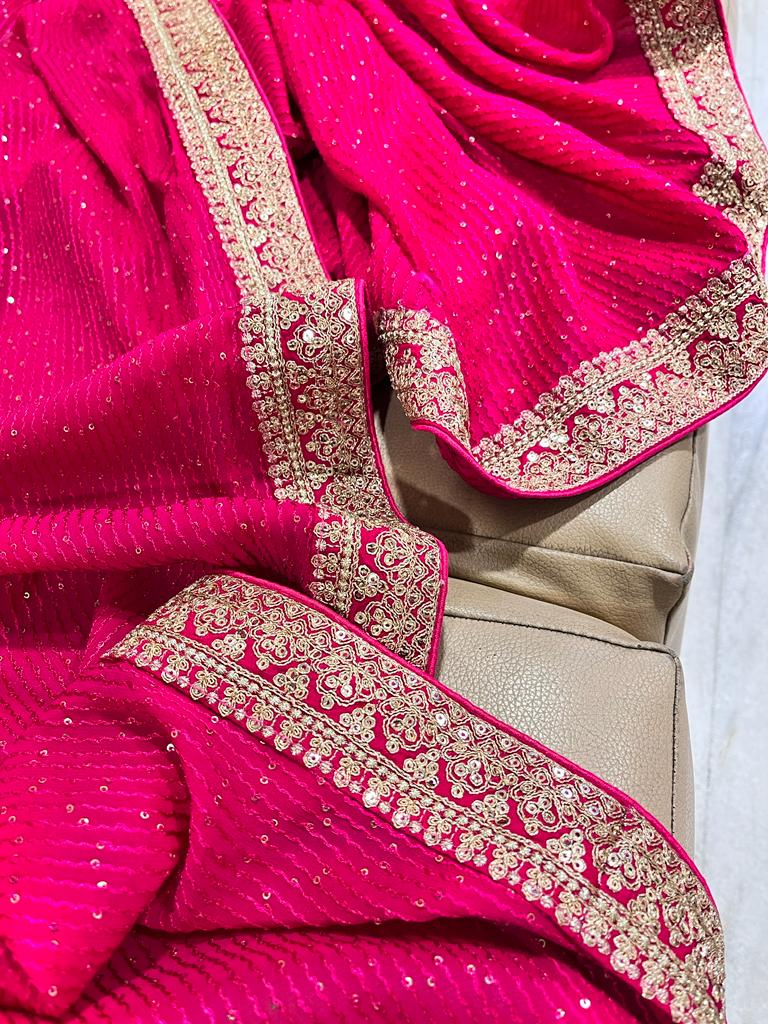 Gulzaar sequence gorgette saree - Saffronfashionindia