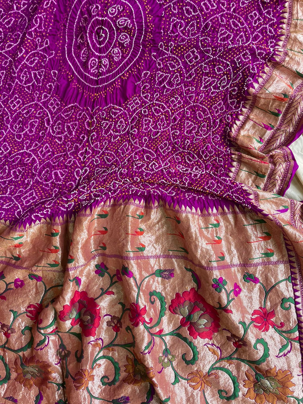 Paniva Purple bandhej dupatta - Saffronfashionindia