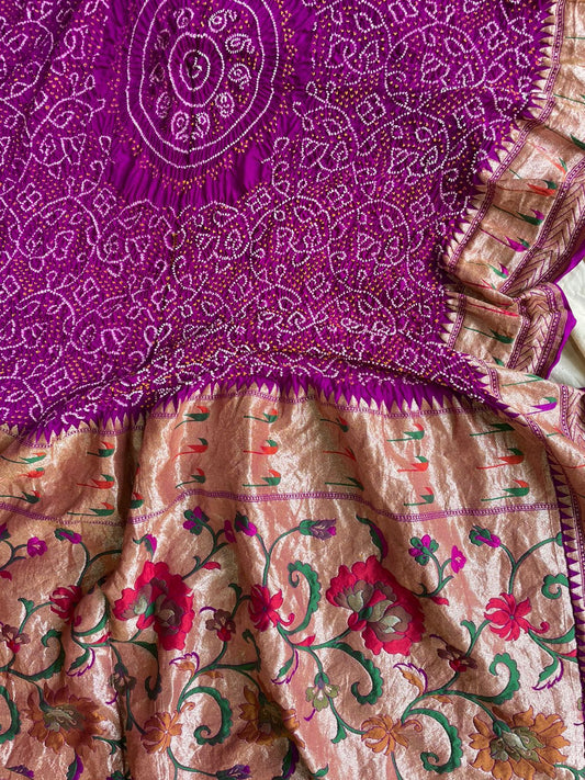 Paniva Purple bandhej dupatta - Saffronfashionindia