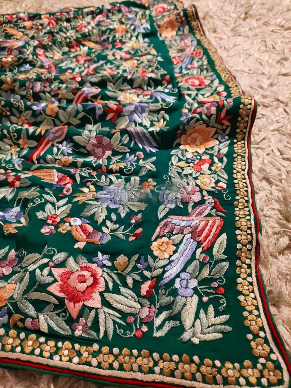 Kaveesha Parsi gorgette saree - Saffronfashionindia