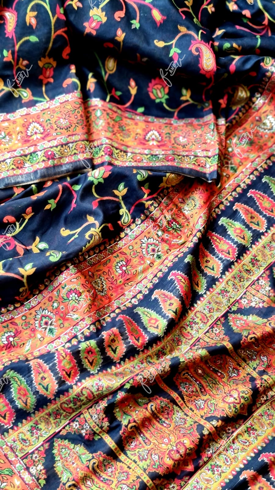 Black pasha Kani silk saree - Saffronfashionindia