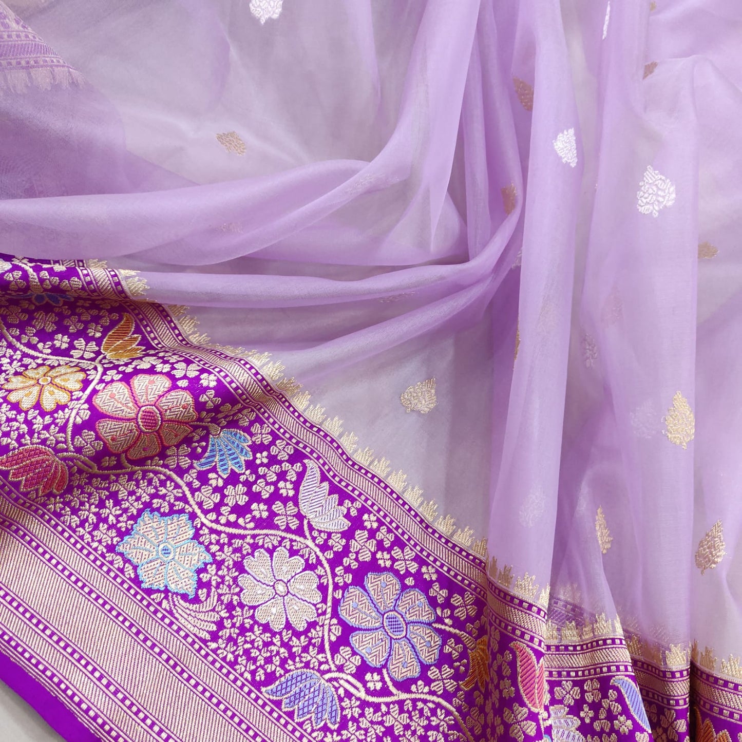Maharish handwoven kora saree - Saffronfashionindia