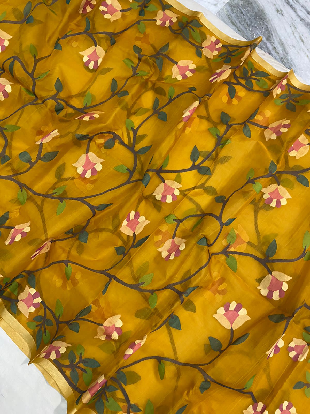 Boudi handwoven jamdani saree - Saffronfashionindia