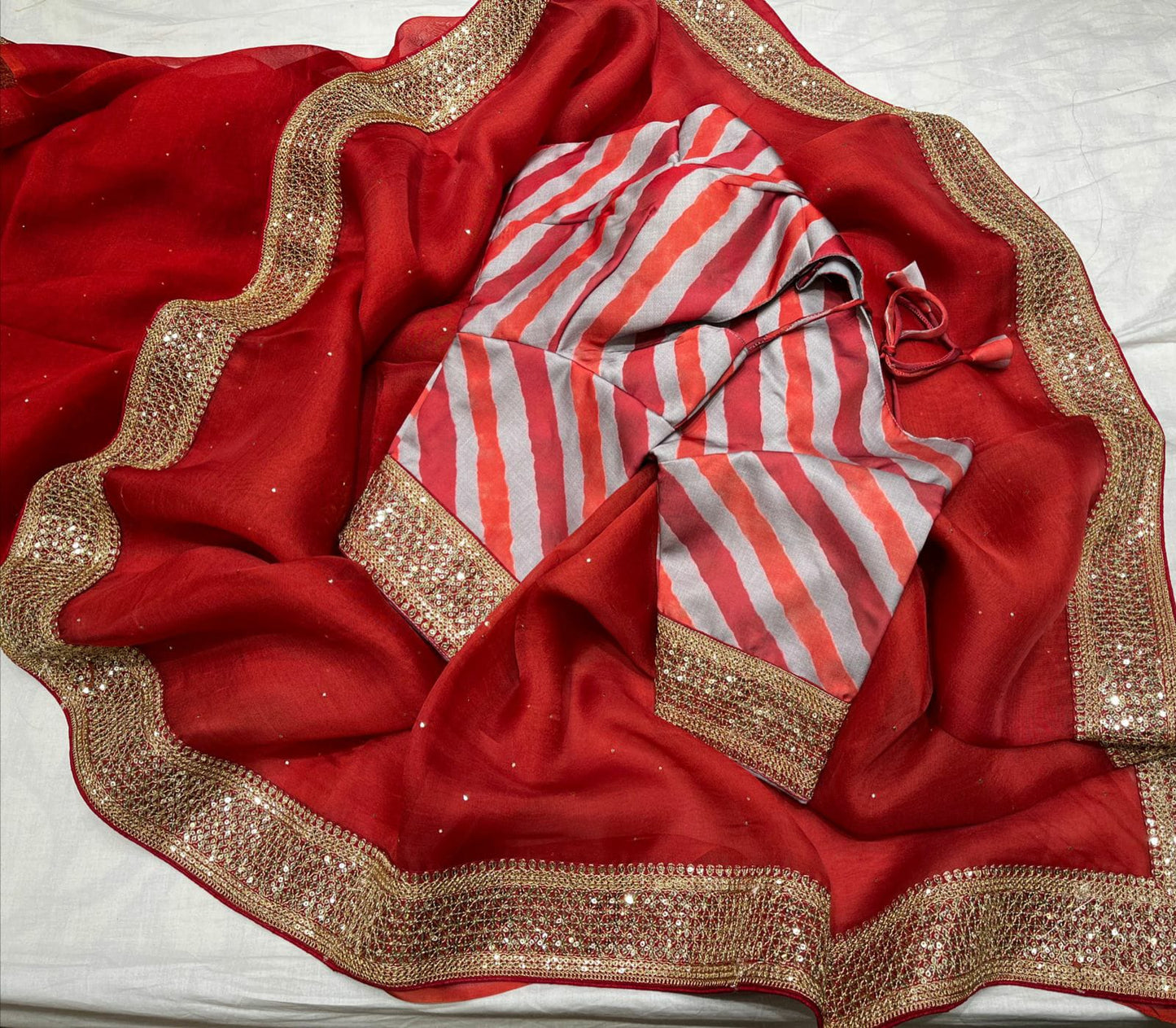 Blossom organza saree - Saffronfashionindia