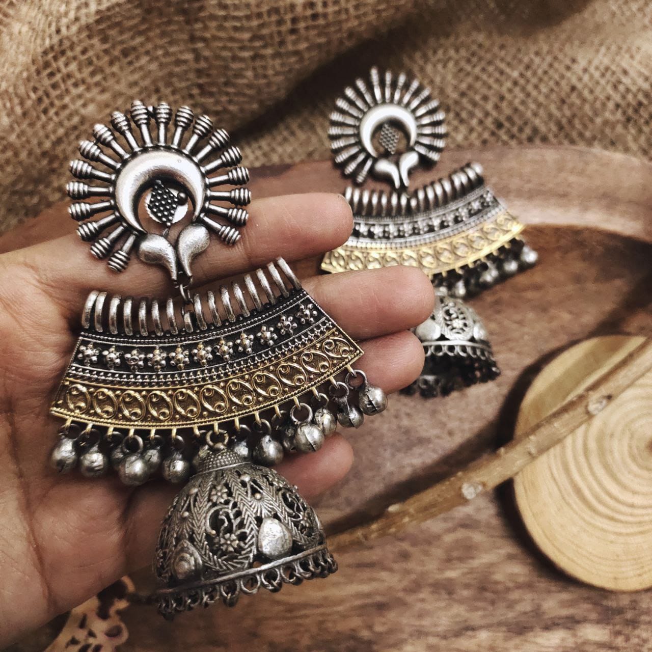 Dual coloured earrings - Saffronfashionindia