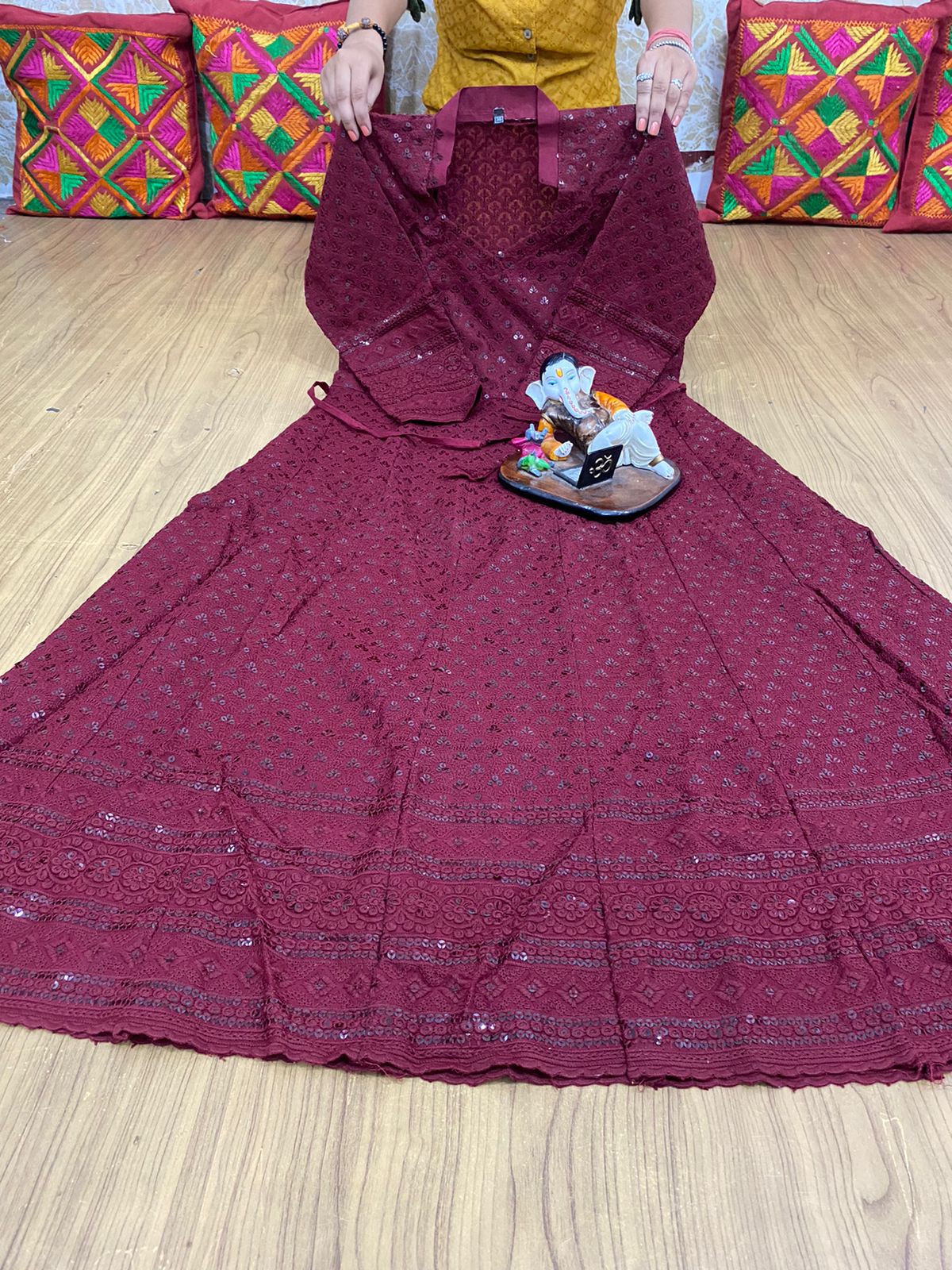 Chikankari Anarkali kurta - Saffronfashionindia