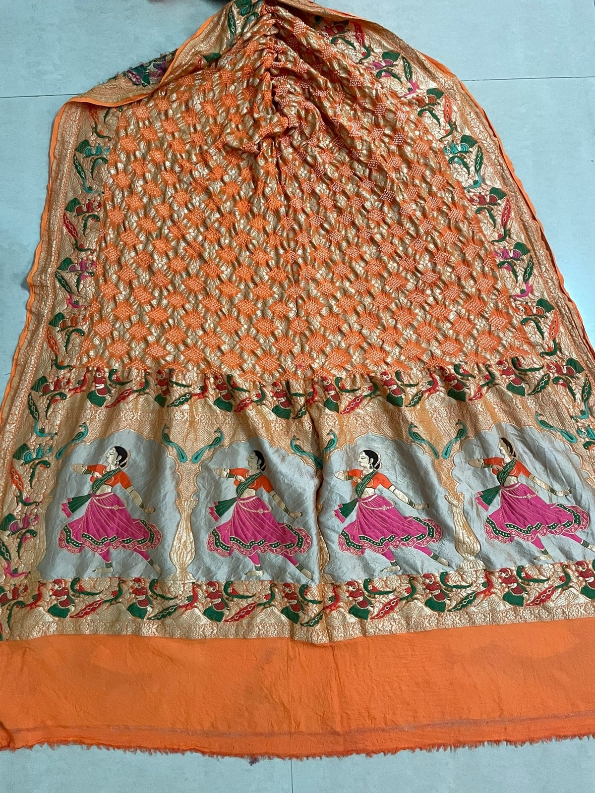Susen bandhej gorgette dupatta - Saffronfashionindia
