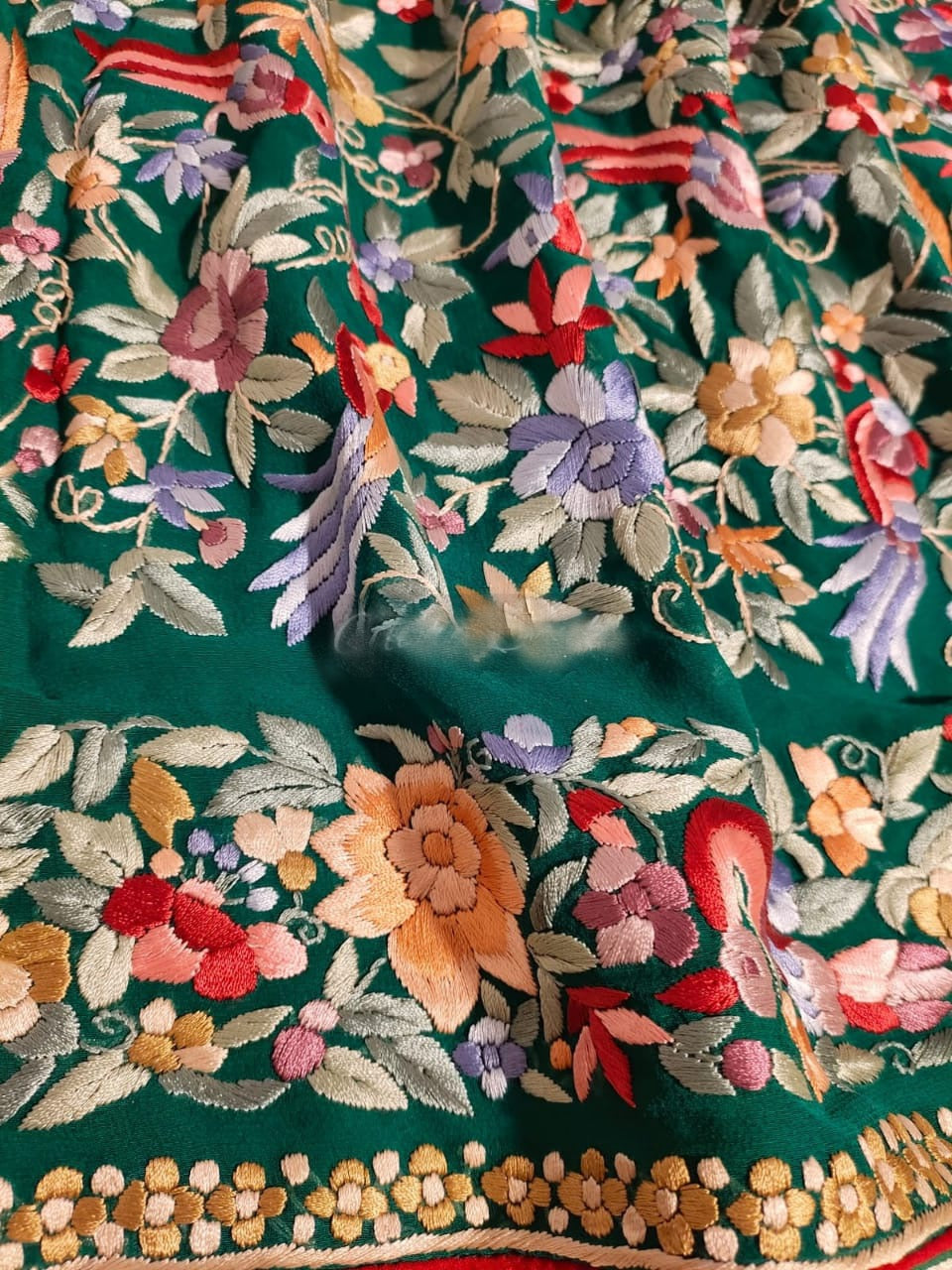 Kaveesha Parsi gorgette saree - Saffronfashionindia