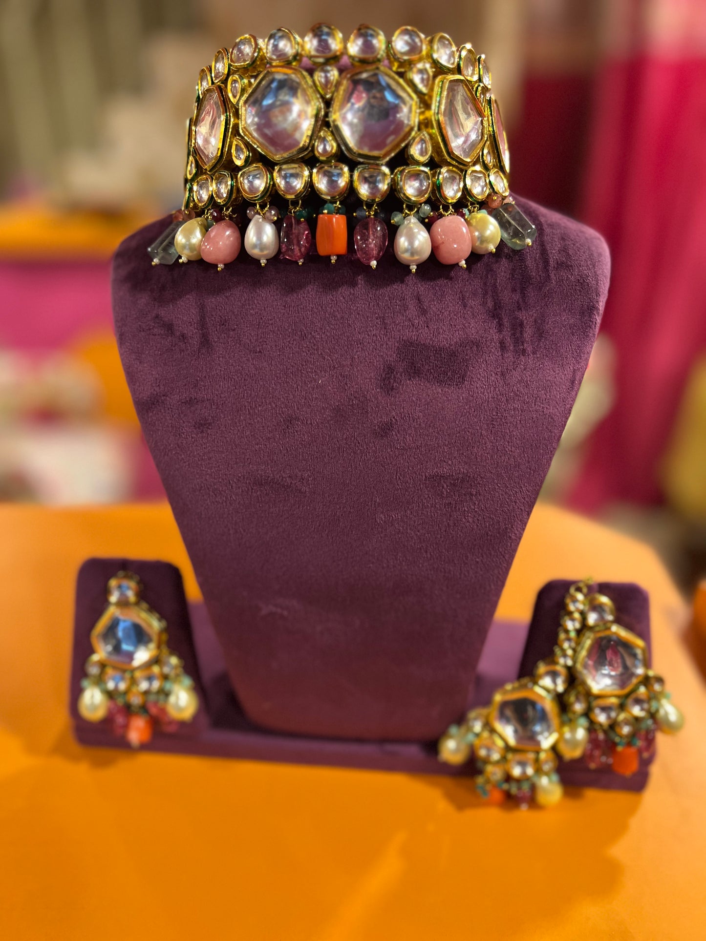 Rainbow choker set - Saffronfashionindia
