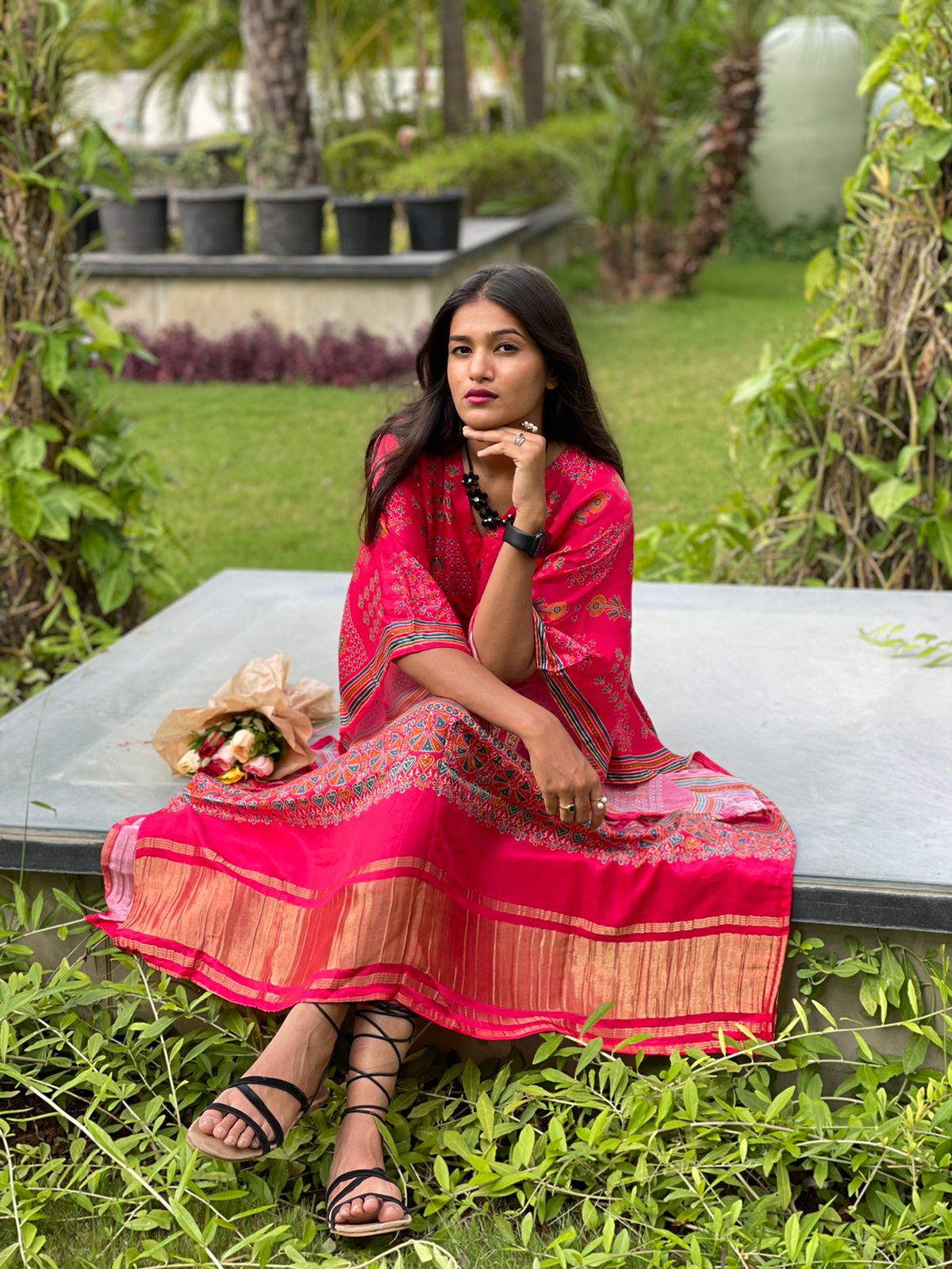 Panika gajji silk kaftan - Saffronfashionindia
