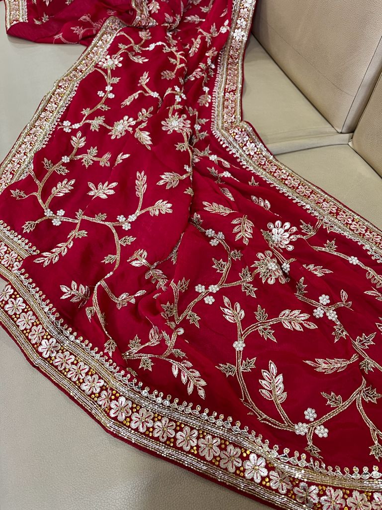 Red riding hood inspired saree - Saffronfashionindia