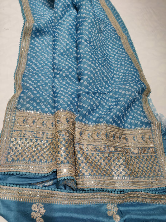 Omara lehariya organza saree - Saffronfashionindia