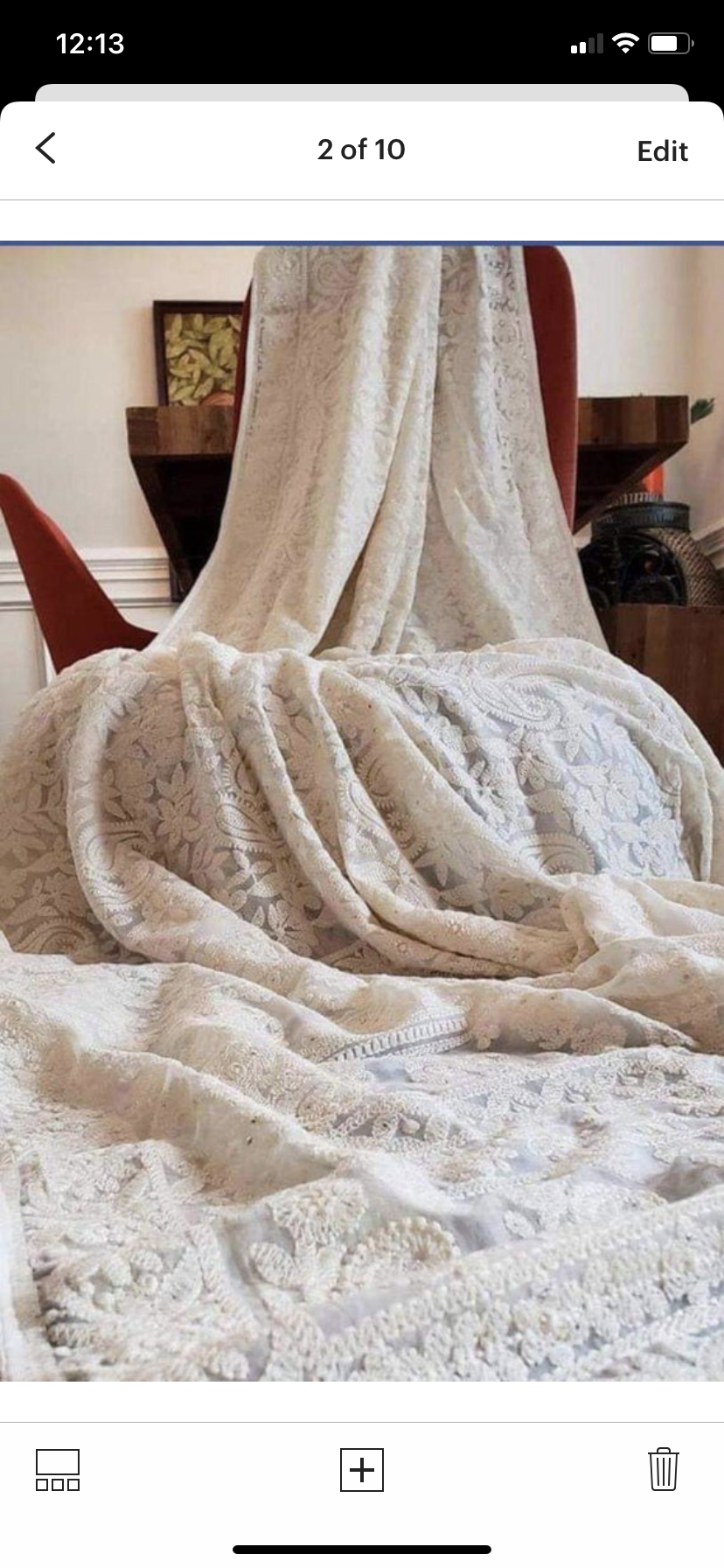 White royal Chikankari saree Gorgette Sarees - Saffronfashionindia