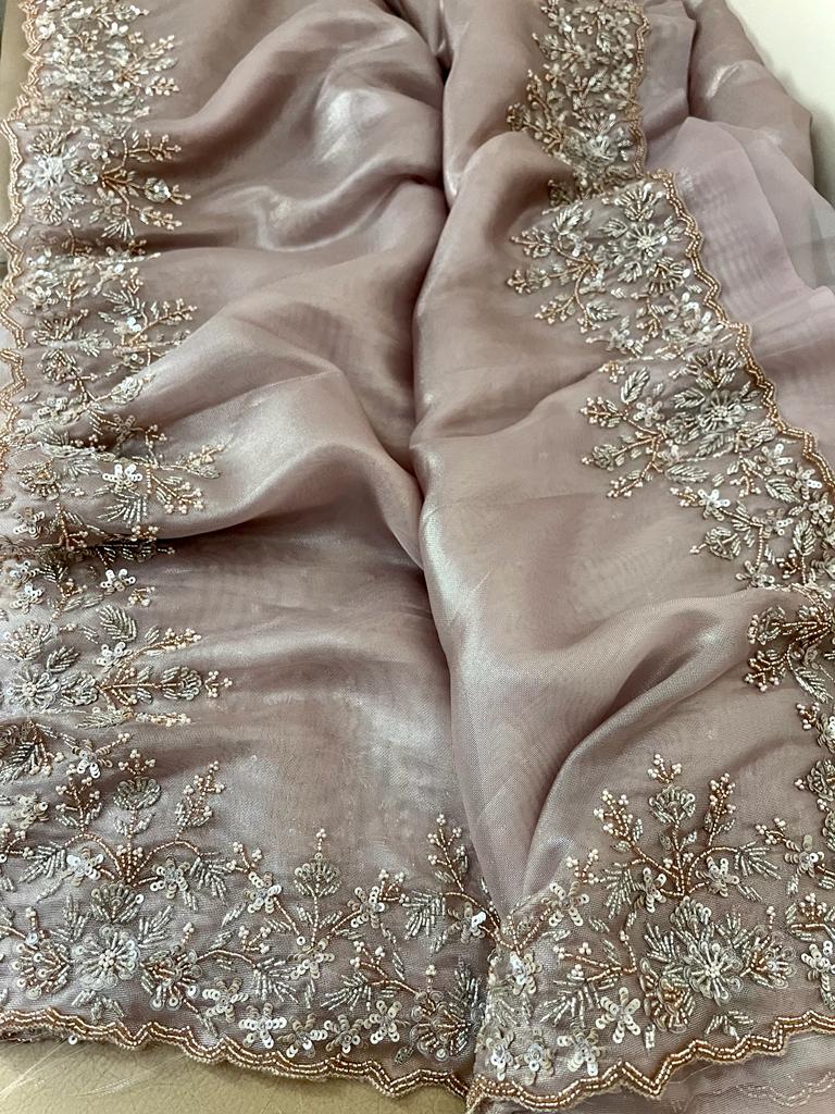 Arvani tissue organza saree - Saffronfashionindia