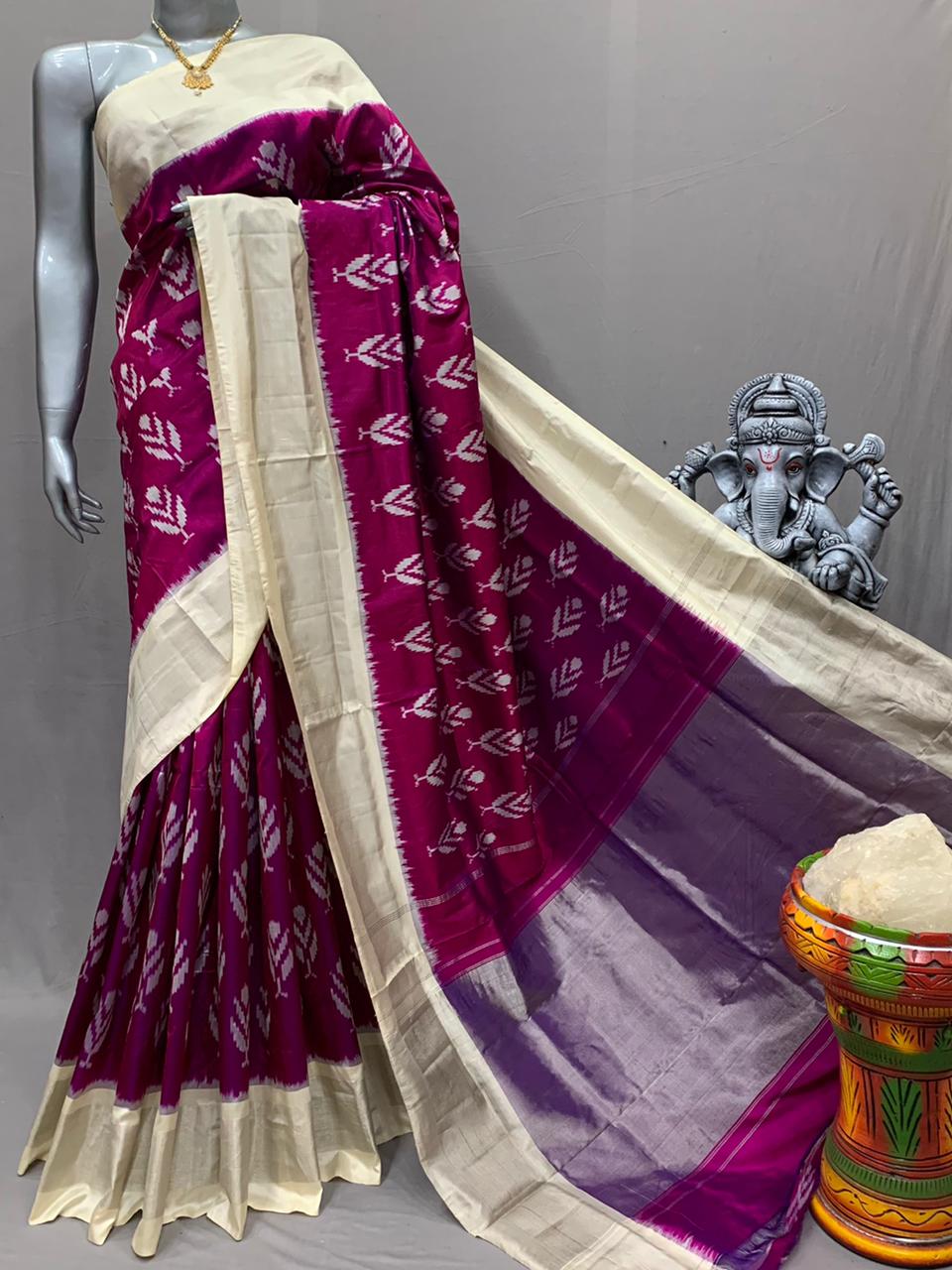 Ikkat Indian saree women sari blouse - Saffronfashionindia