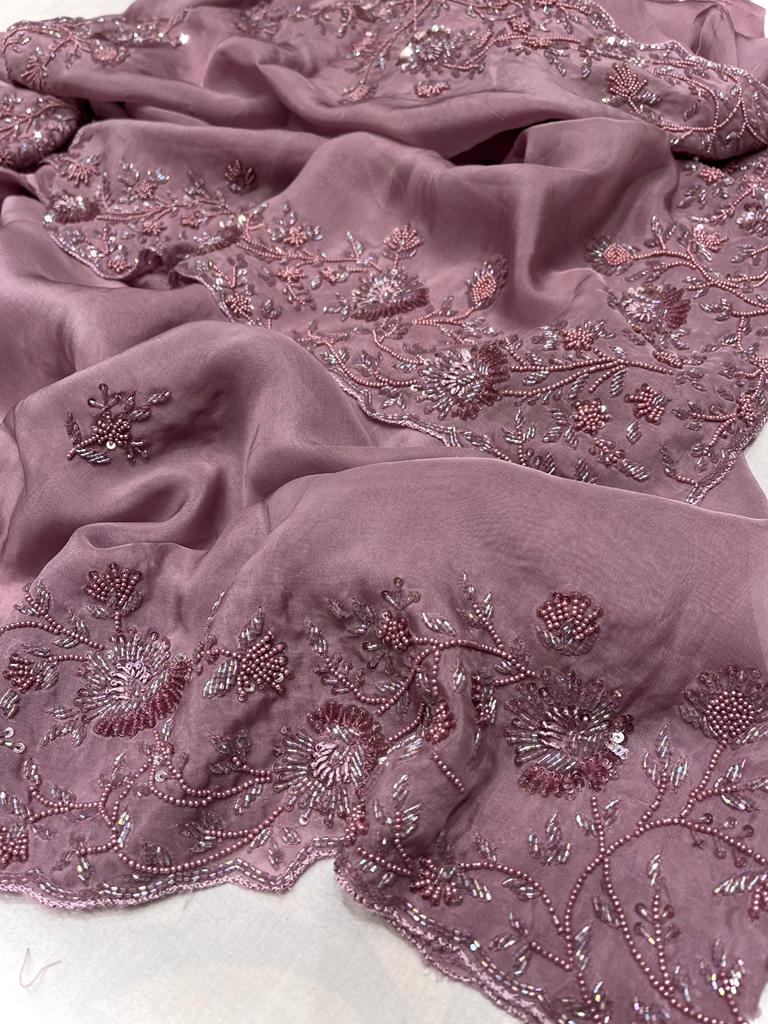 Bridesmaid organza saree - Saffronfashionindia